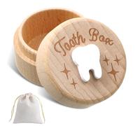 DIVINA VITAE Scatola Per Denti Da Latte In Legno,Per Bambine, Bambini, Scatola Da Latte Stampata Con Motivi Di Denti Di Cartoni Animati In 3d, R