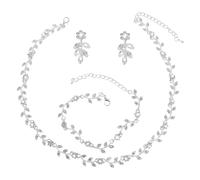 DIVINA VITAE Set di 4 pezzi di strass di cristallo da sposa per le donne argento collana da sposa e orecchini set da sposa damigella d'onore costume formale gioielli set accessori