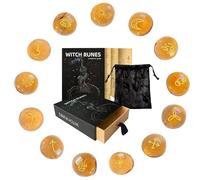 Divination Stones, Rune Stones Set, Glass Fortune Telling Tools with Guide Book and Storage Bag, Spiritual Ornaments for Beginners Men Women Altar Accessories, 13 pezzi with Box, Se référer au