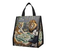 Divine Beasts Playing Mahjong Borsa termica per il pranzo, per donne e uomini, borsa della spesa riutilizzabile, grande borsa termica a tenuta stagna, pieghevole, portatile, per lavoro, campeggio
