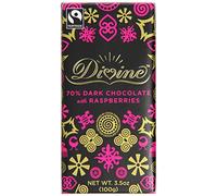 Divine Chocolate - 70% Dark Chocolate With Raspberries - 100g