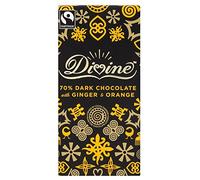 Divine Cioccolato Fairtrade Scuro - Il 70% Di Cacao Allo Zenzero E Arancia (100g) (Confezione da 6)