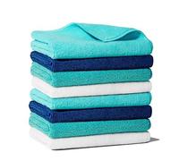 DIVINE GENIUS Blue Dolphin - Confezione da 16 panni in microfibra riciclata super assorbenti lavabili e resistenti per cucina asciugatura rapida sostenibili strofinacci 38x36 cm