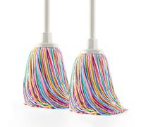 DIVINE GENIUS Happy Rainbow - 2 Moci microfibra riciclata, super assorbenti, vite universale, testa extra large 22 cm, sostenibili e resistenti