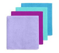 DIVINE GENIUS Happy Rainbow - Pacchetto da 4 panni in microfibra riciclata, super assorbenti, lavabili e resistenti per la cucina, ad asciugatura rapida, panni per la pulizia