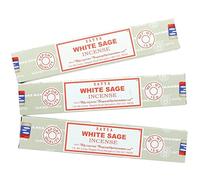Divine Satya Nag Champa - Bastoncini di incenso alla salvia bianca, 3 confezioni