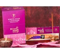 Divine Soul - Bastoncini di incenso alla salvia bianca e lavanda, set da 3 con bruciatore di incenso JRose, calmanti e detergenti, per meditazione, yoga e fragranze per la casa