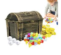 Diving Gems Pool Toys - Gemme colorate con scatola del tesoro dei pirati | Sviluppo sensoriale ed educativo per l'esplorazione subacquea