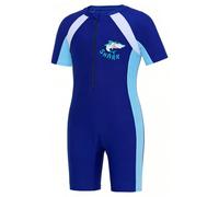 DivingBirds Costume da Bagno per Bambini con Protezione Solare, Costume da Bagno a Un Pezzo a Maniche Corte con Zip per Ragazzo Ragazza, 5-6 Anni