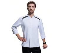 Divisa da chef per uomo, camicia da lavoro a maniche lunghe per hotel e ristorante, giacca casual da chef per panificazione L,M,XL,XXLA strisceTessuto intrecciato