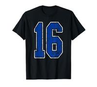 Divisa da Giocatore Numero 16 Blu Reale e Bianco #16 Fan Maglietta con Stampa Grafica Economica