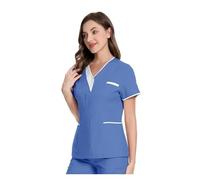 Divisa Infermiere Abiti Chirurgici Abiti da Lavoro for saloni di Bellezza Dottori Top a Maniche Corte Abiti da Infermiera con Scollo a V Abbigliamento da Infermiera Femminile Donna Uniformi Sanitarie