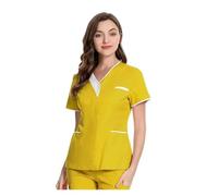 Divisa Infermiere Abiti Chirurgici Abiti da Lavoro for saloni di Bellezza Dottori Top a Maniche Corte Abiti da Infermiera con Scollo a V Abbigliamento da Infermiera Femminile Donna Uniformi Sanitarie