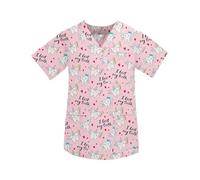 Divisa Infermiere Divise da lavoro ospedaliere Stampa dei denti Camicetta con scollo a V for allattamento Clinica odontoiatrica Uniforme da infermiera a maniche corte Top Scrub Donna Uniformi Sanitari
