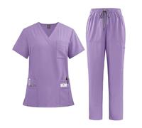 Divisa Infermiere Donna Camici da donna, completi ospedale, pantaloni, accessori for infermiere, clinica dentistica, salone di bellezza, abbigliamento lavoro, tuta(Purple,M)