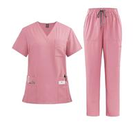 Divisa Infermiere Donna Camici da donna, completi ospedale, pantaloni, accessori for infermiere, clinica dentistica, salone di bellezza, abbigliamento lavoro, tuta(Pink,S)