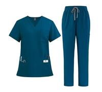 Divisa Infermiere Donna Camici da donna, completi ospedale, pantaloni, accessori for infermiere, clinica dentistica, salone di bellezza, abbigliamento lavoro, tuta(Blue2,S)