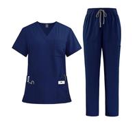 Divisa Infermiere Donna Camici da donna, completi ospedale, pantaloni, accessori for infermiere, clinica dentistica, salone di bellezza, abbigliamento lavoro, tuta(Blue,S)