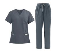 Divisa Infermiere Donna Camici da donna, completi ospedale, pantaloni, accessori for infermiere, clinica dentistica, salone di bellezza, abbigliamento lavoro, tuta(Grey,XL)