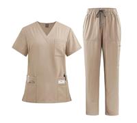 Divisa Infermiere Donna Camici da donna, completi ospedale, pantaloni, accessori for infermiere, clinica dentistica, salone di bellezza, abbigliamento lavoro, tuta(Apricot,L)