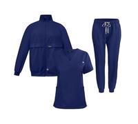 Divisa Infermiere Donna Completo da 3 pezzi for medico, infermiere, uniforme, pantaloni, semplici, con più tasche, camice dentistico, SPA(Blue,S)