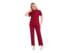 Divisa Infermiere Donna Divise, abiti da lavoro for infermieri, camici donna, tute chirurgiche, laboratorio, ospedaliere, for saloni di bellezza e spa(Wine red,L)