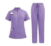 Divisa Infermiere Donna Divise da lavoro for medici e infermieri con colletto alto cerniera, camici sala operatoria, pantaloni dritti(Color5,S)