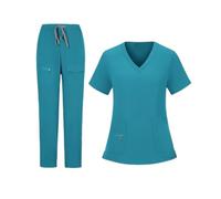 Divisa Infermiere Donna Ospedale Medico Dentista Abiti da Lavoro Chirurgico Camice Top Pantaloni Multicolore Infermiera Uniforme(Light Blue,XXL)