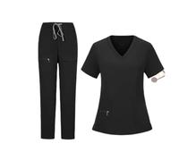 Divisa Infermiere Donna Ospedale Medico Dentista Abiti da Lavoro Chirurgico Camice Top Pantaloni Multicolore Infermiera Uniforme(Grey,L)