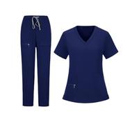 Divisa Infermiere Donna Ospedale Medico Dentista Abiti da Lavoro Chirurgico Camice Top Pantaloni Multicolore Infermiera Uniforme(Blue,M)