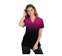 Divisa Infermiere Donna Top Stampato con Scollo a V e Tasche, Uniformi infermieristiche, Abiti da Lavoro, Paillettes a Tinta Unita(BHSF15489,XL)