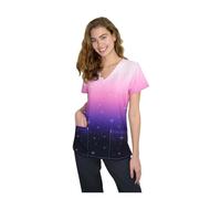Divisa Infermiere Donna Top Stampato con Scollo a V e Tasche, Uniformi infermieristiche, Abiti da Lavoro, Paillettes a Tinta Unita(BHSF15493,XXL)
