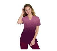 Divisa Infermiere Donna Top Stampato con Scollo a V e Tasche, Uniformi infermieristiche, Abiti da Lavoro, Paillettes a Tinta Unita(BHSF15490,M)