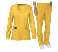 Divisa Infermiere Donna Tuta da lavoro elastica for lavaggio a mano, for estetista, medico, SPA, uniforme infermiera, maniche lunghe, scollo a V(Color7,L)