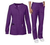 Divisa Infermiere Donna Tuta da lavoro elastica for lavaggio a mano, for estetista, medico, SPA, uniforme infermiera, maniche lunghe, scollo a V(Color6,XL)