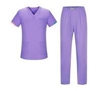 Divisa Infermiere Donna Tute da Lavoro for Infermieri, Uniformi for Sala Operatoria, Abbigliamento da Lavoro for Medici, Set di Camici, Pantaloni(42009-Purple,XXL)