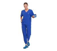 Divisa Infermiere Donna Uniforme da medico e infermiere, camice con scollo a V, pantaloni jogging, abbigliamento lavoro, for ospedale, clinica, odontoiatria, infermieristica(Color19,M(65-75kg))