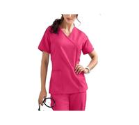 Divisa Infermiere Donna Uniformi Camici Elasticizzati con Pantaloni con Tasche Uniformi infermieristiche Camici da Medico Camici da Lavoro for saloni di Bellezza(Rose Red,S)