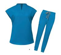 Divisa Infermiere Donna Uniformi Donna Set da Lavoro Camici Chirurgici Infermieri Accessori Ospedale Clinica dentistica Salone di Bellezza Abiti da Lavoro Abiti(Light Blue,L)