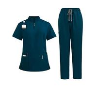 Divisa Infermiere Donna Uniformi Unisex for Infermiere con Scollo a V, Set da Lavoro for Donne, Uniforme da Lavoro for Medico e odontoiatria(42108-Blue,S)