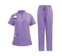 Divisa Infermiere Donna Uniformi Unisex for Infermiere con Scollo a V, Set da Lavoro for Donne, Uniforme da Lavoro for Medico e odontoiatria(42108-light Purple,S)