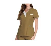 Divisa Infermiere Donna Vestiti for Il Lavaggio A Mano in Ospedale Top in Puro Cotone Abiti da Lavoro for Infermieri Top Abiti da Lavoro for Camerieri(Khaki,XXXL)