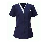 Divisa Infermiere Donna Vestiti for Il Lavaggio A Mano in Ospedale Top in Puro Cotone Abiti da Lavoro for Infermieri Top Abiti da Lavoro for Camerieri(Deep Blue,XXL)