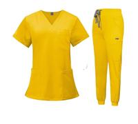 Divisa Infermiere Scrub Uniforme Abito Manica Corta con Scollo A V Top Pantaloni Jogger Set Uniforme Infermieristica Donna Multicolor Pet Doctor Scrub Abbigliamento da Lavoro Donna Uniformi Sanitarie