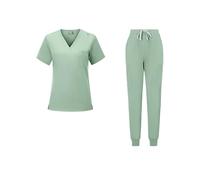 Divisa Infermiere Uniformi da donna, top e pantaloni elasticizzati con scollo a V, set da scrub, abbigliamento for donne dottore Donna Uniformi Sanitarie Slim-Fit Divisa Sanitaria(Light green,S)