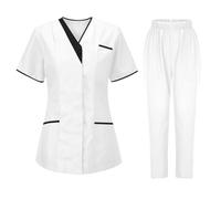 Divisa per Personale Sanitario Donna Set Camice Uniforme Medica con Maglia e Pantaloni Uniformi Mediche Camice Uniforme Sanitarie Estetista Divise