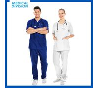 Divisa Sanitaria completa in cotone 100% scollo a V per medico infermiere oss