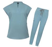 Divise per Il Personale Infermieristico Uniformi mediche Slim Fit for Donne, Set di Camici for dottori, Infermieri, Accessori for cliniche odontoiatriche, Animali Domestici(Light Blue,L)