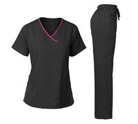 Divise per Operatori Sanitari Divisa Medica alla Moda da Donna, Set di Camice Elasticizzato Morbido con Scollo a Y, Pantaloni, Ospedale, Clinica veterinaria, Dottore(Color 2,XXL)