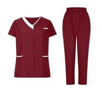 Divise Sala Operatoria Donna, Divisa Medico Divisa Infermiere Uniforme Sanitaria Uniforme Infermiera Ospedaliere con Cordoncino Camice Medico Donna Set Uniforme da Donna Maglia Frontale & Pantaloni
